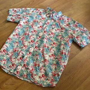 Ariat Men’s Hawaiian Print Button Down Shirt – XL | Teal & Coral